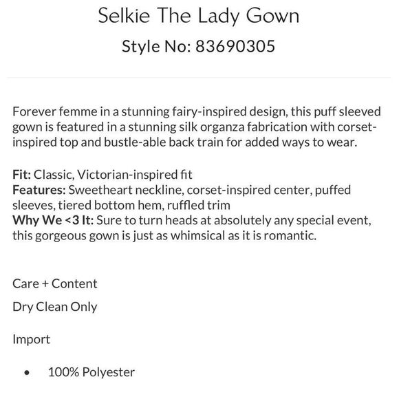 New Free People Selkie The Lady Gown/ size S - Picture 9 of 10